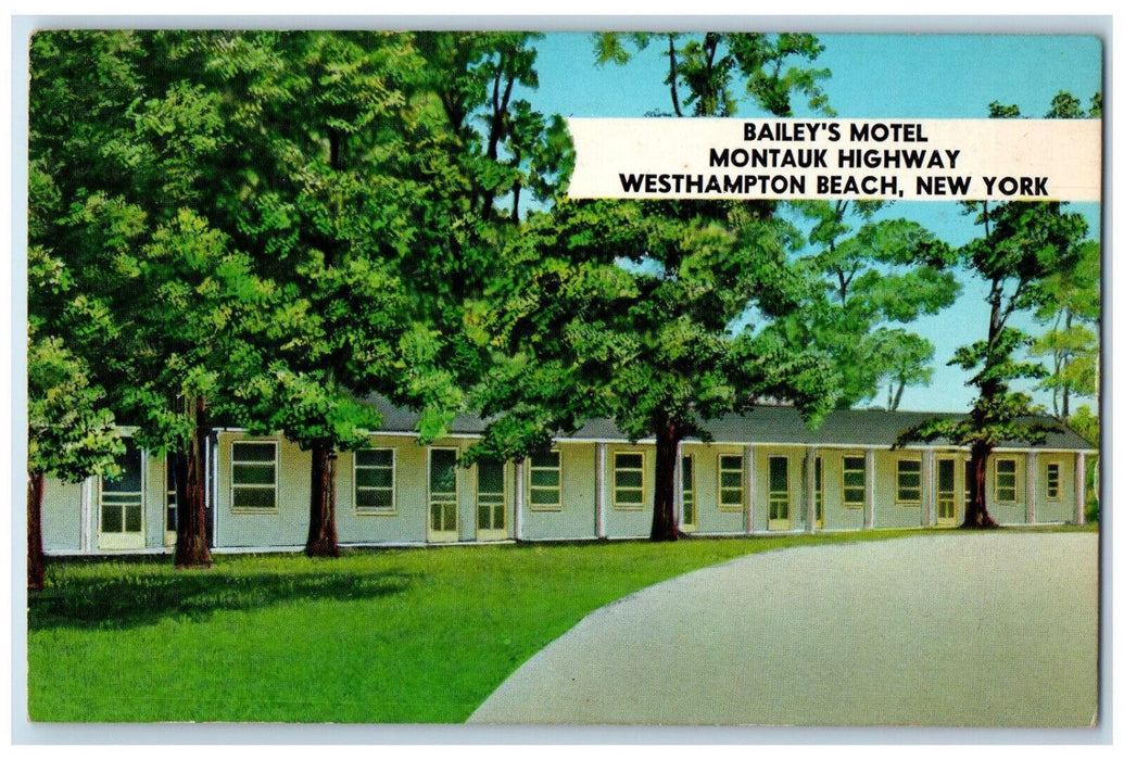 c1950's Bailey's Motel Montauk Highway Westhampton Beach New York NY Postcard