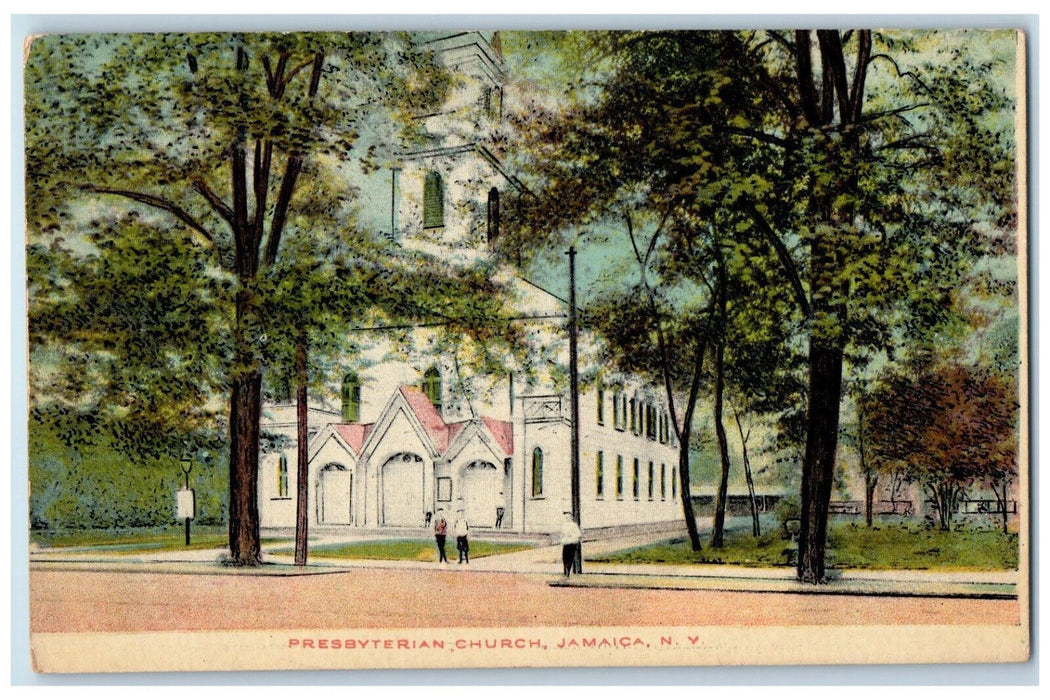 c1910 Presbyterian Church Jamaica New York NY Antique Unposted Postcard