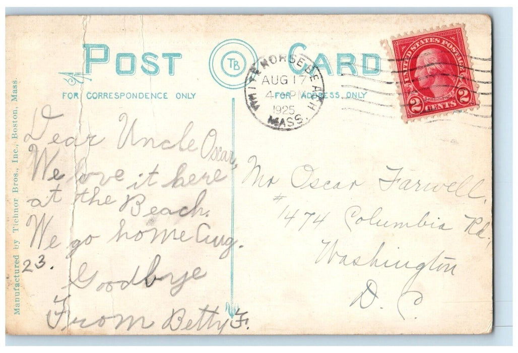 1925 Famous Cleft Rock In Pine Hills Break Rock Formation Plymouth MA Postcard