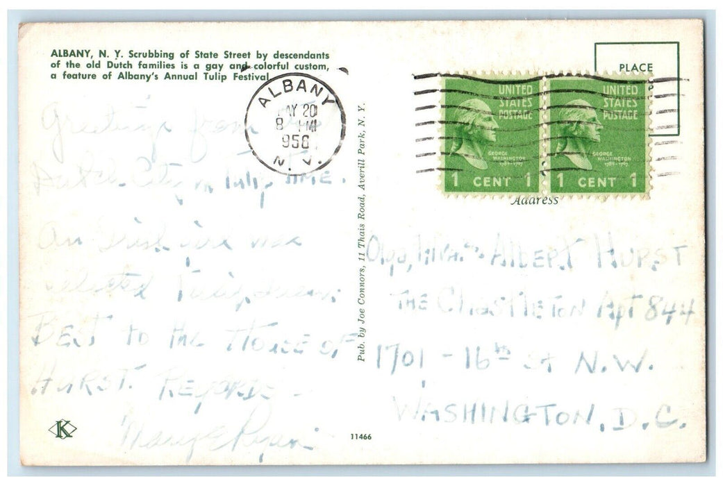 1958 Scrubbing State Street Descendants Dutch Families Albany New York Postcard