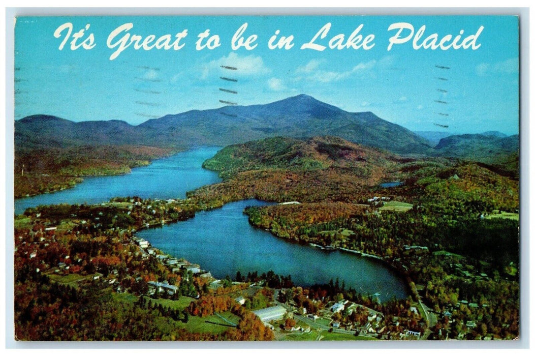 1958 Beautiful Adirondack Mts Village Lake Placid Shores New York State Postcard