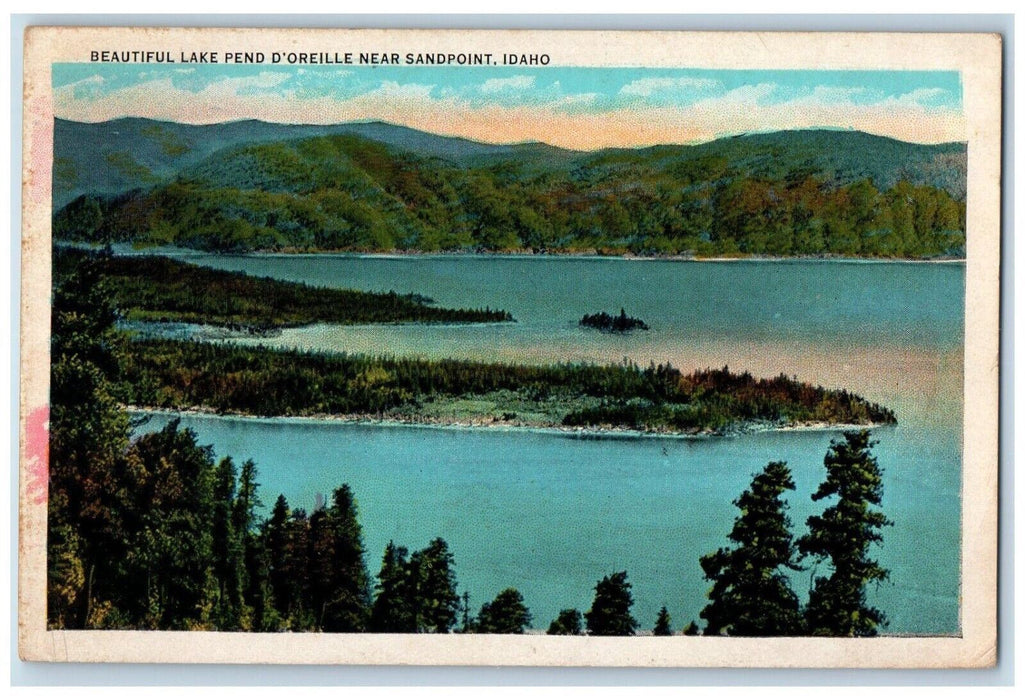 1936 Beautiful Lake Pend D'Orielle Trees River Near Sandpoint Idaho ID Postcard