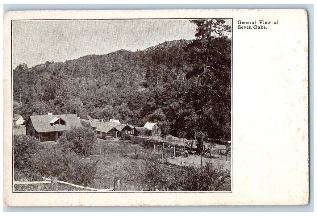 c1910's General View Of Seven Oaks San Bernardino California CA Antique Postcard