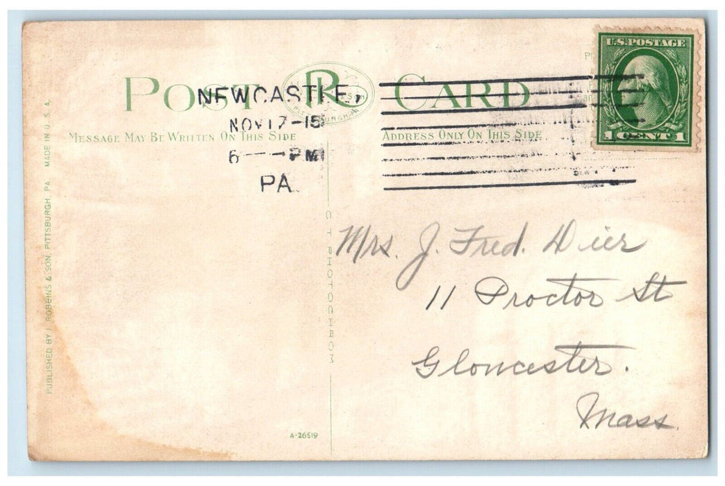 1915 View Oak Park Cemetery Exterior Street New Castle Pennsylvania PA Postcard