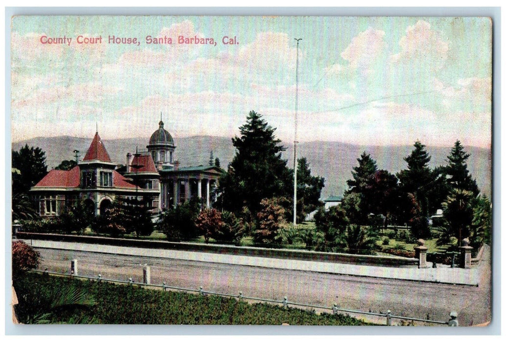 c1910's Country Court House Santa Barbara California CA Antique Postcard