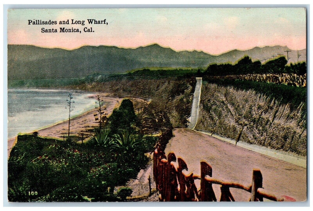 c1910's Pallisades And Long Wharf Santa Monica California CA Antique Postcard