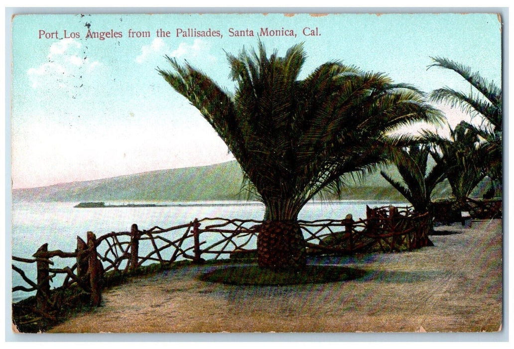 1909 Port Los Angeles From The Pallisades Santa Monica California CA Postcard