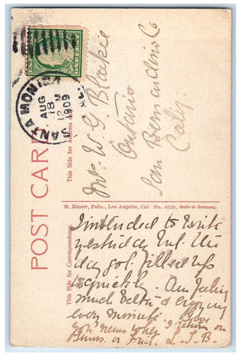 1909 Port Los Angeles From The Pallisades Santa Monica California CA Postcard