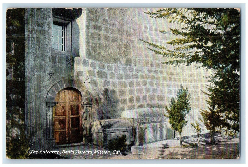 1911 The Entrance Santa Barbara Mission California CA Posted Antique Postcard
