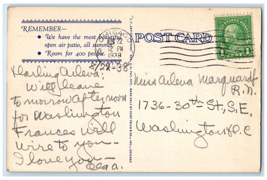 1938 Jacques French Restaurant Michigan Avenue Dining Chicago Illinois Postcard