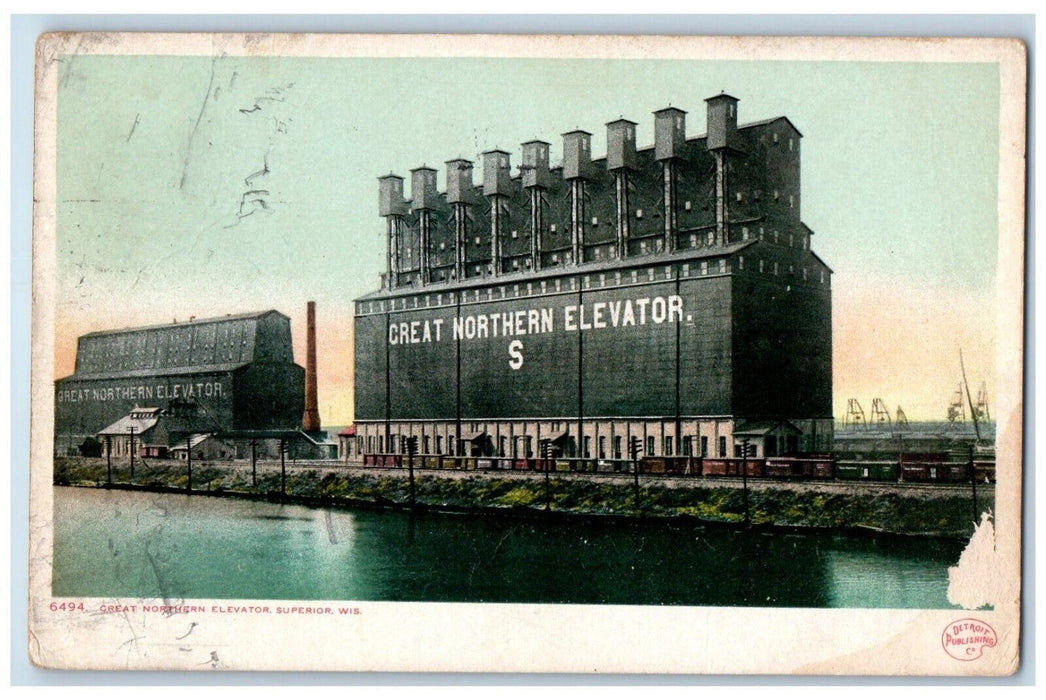 1916 Great Northern Elevator Lake River Exterior Superior Wisconsin WS Postcard