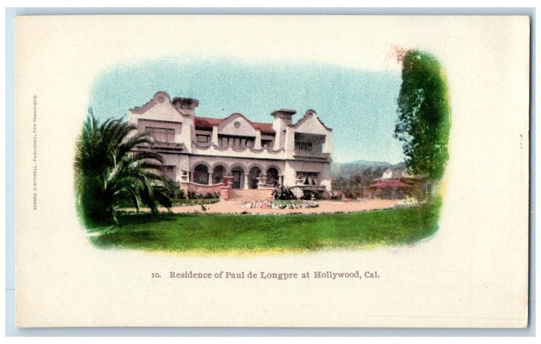 c1900's Residence Of Paul De Longpre At Hollywood California CA Antique Postcard