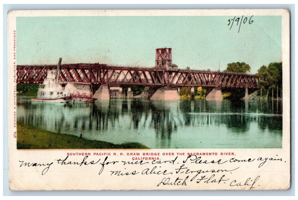 Southern Pacific R. R. Draw Bridge Over Sacramento River California CA Postcard