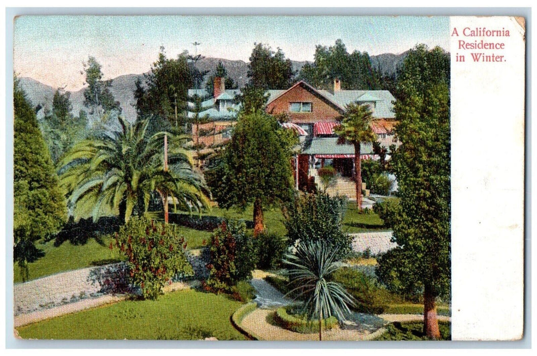 1906 A California Residence In Winter Los Angeles California CA Antique Postcard