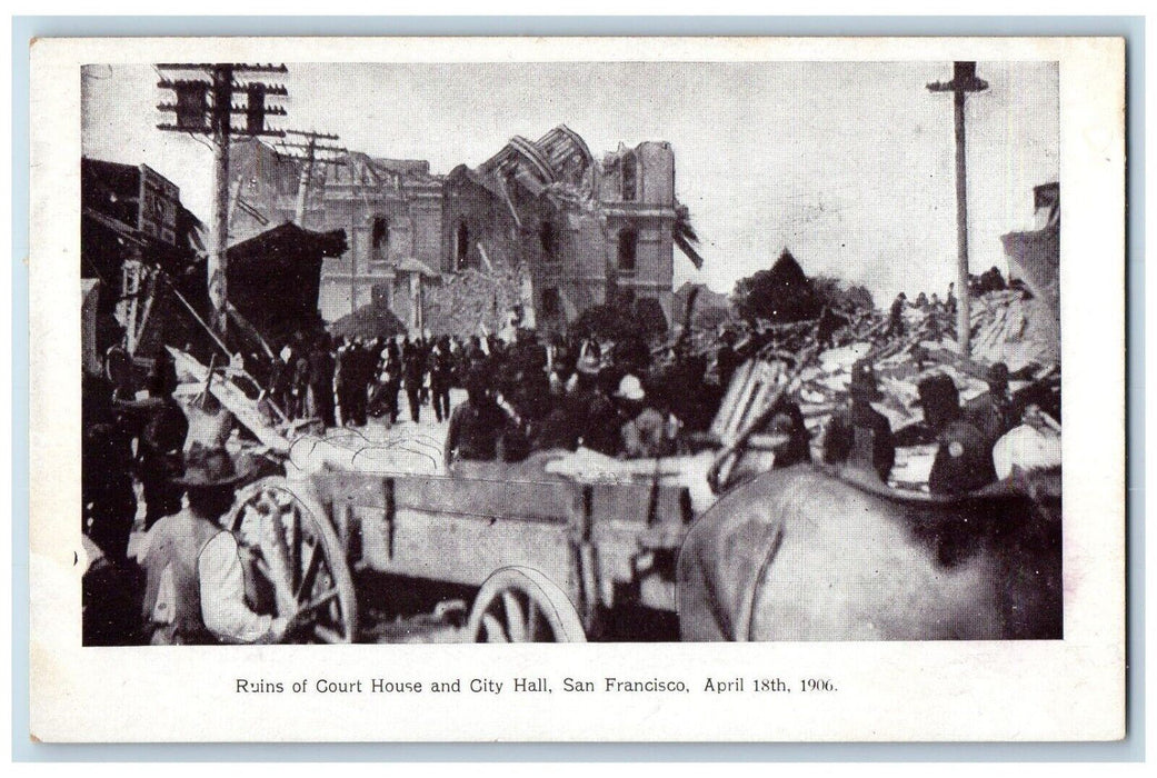 1906 Ruins Of Court House And City Hall San Francisco California CA Postcard