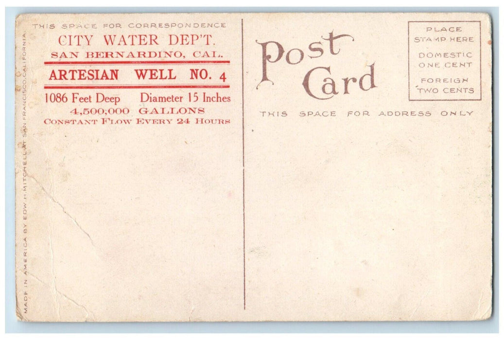 c1910's National Orange Show City Well San Bernadino California CA Postcard