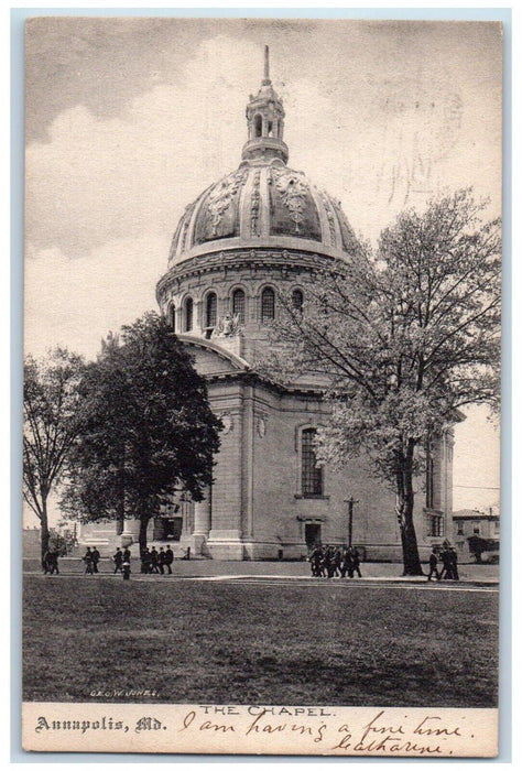 1907 The Chapel Building Exterior Street Road Field Annapolis Maryland Postcard