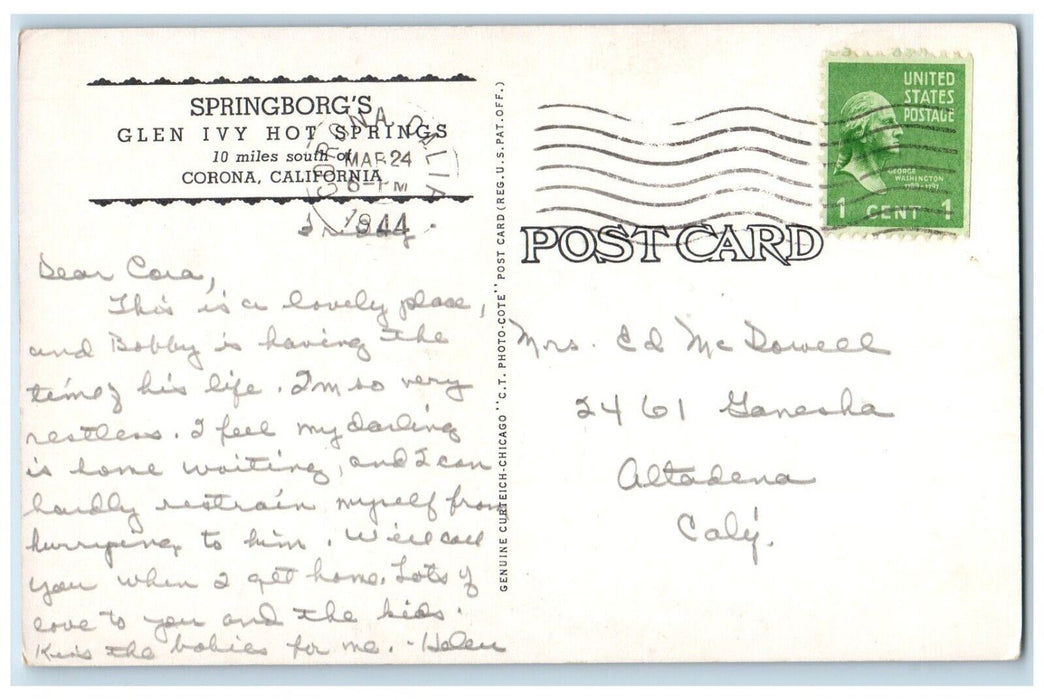 Duke And Duchess The Mascots Springborg's Glen Ivy Hot Spring Corona CA Postcard