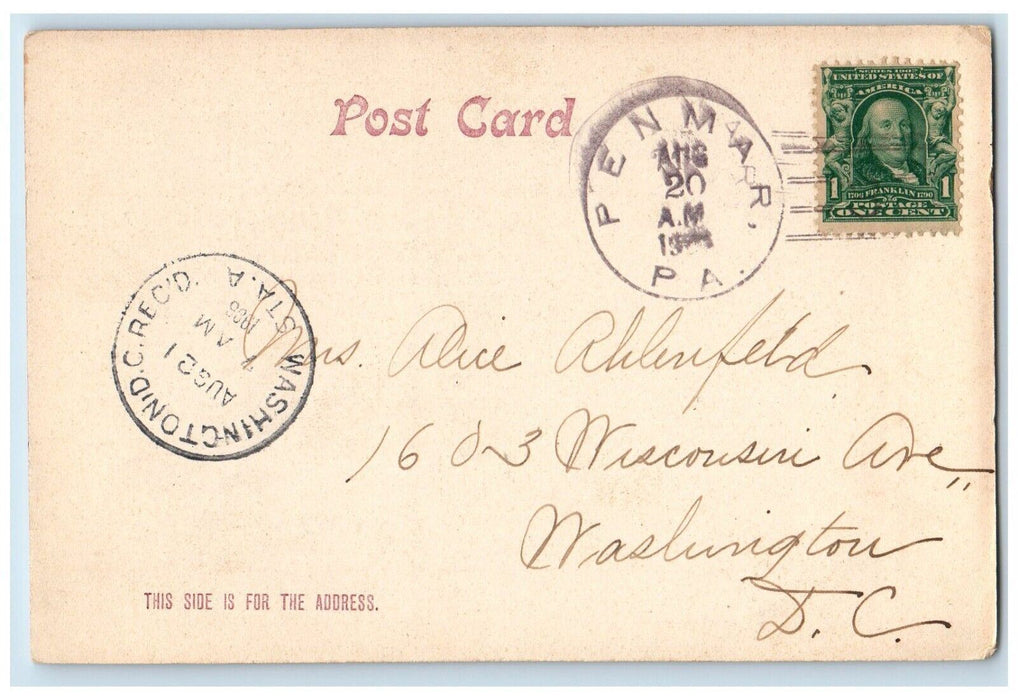 1906 Cascade Snow Scene River Trees Lake Blue Ridge Mountains Maryland Postcard