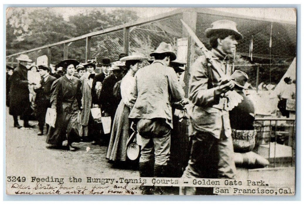 1907 Feeding The Hungry Tennis Court Golden Gate Park San Francisco CA Postcard