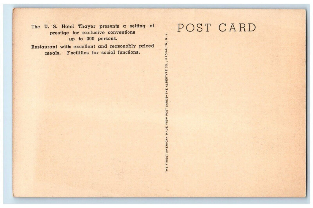 c1940 US Hotel Thayer West Point New York Meal US Military Reservation Postcard