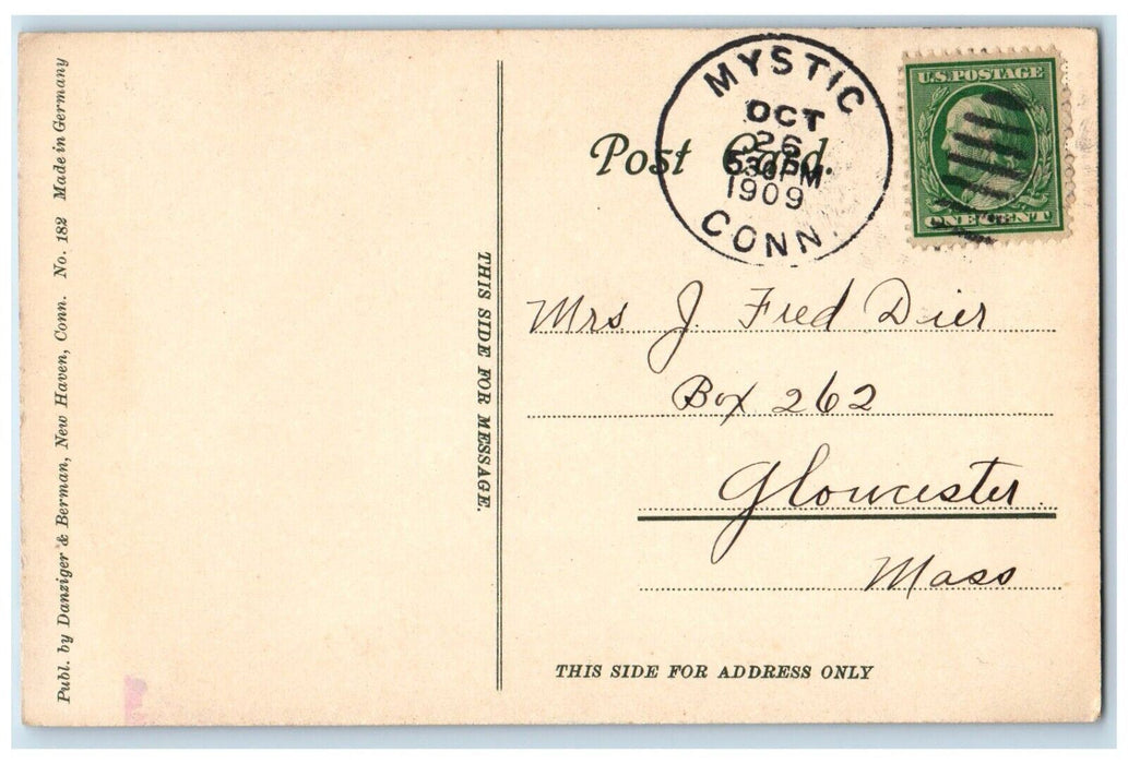 1909 Cemetery Gateway Entrance Arch Road Gate Tomb Mystic Connecticut Postcard