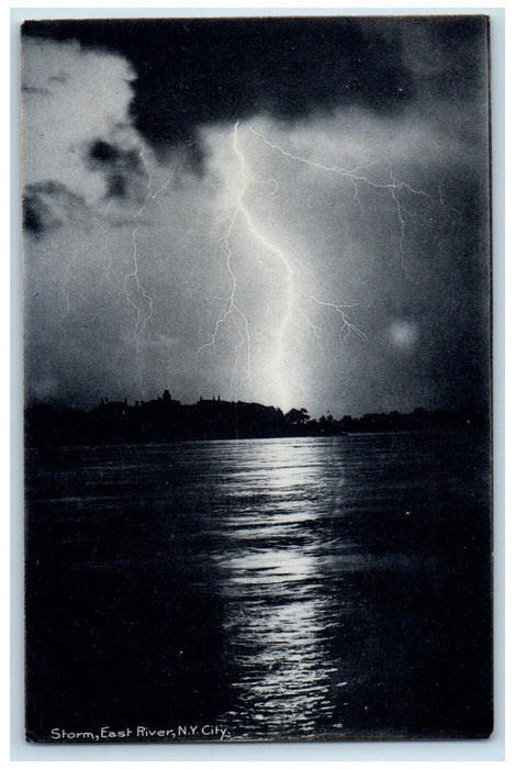 c1905 View Of Storm East River New York City NY Rotograph Antique Postcard