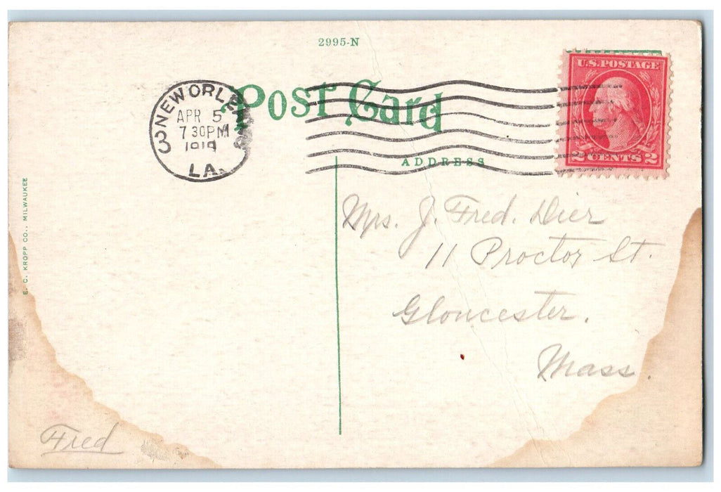 1919 Rowing Clubs West End Park New Orleans Louisiana LA Antique Posted Postcard