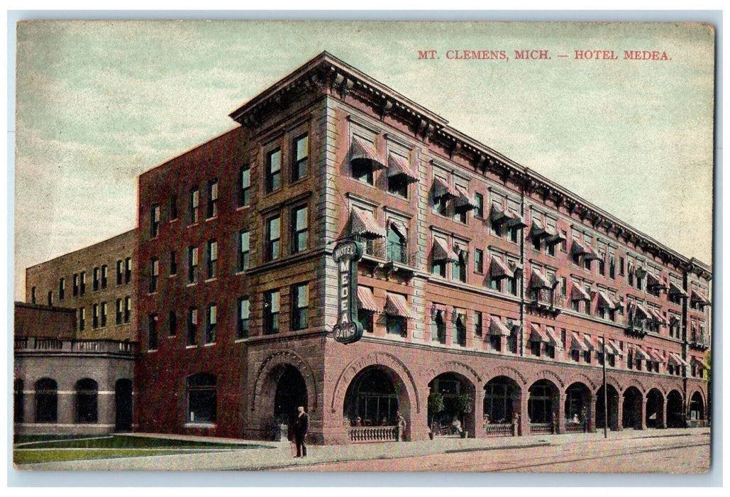 1910 Hotel Medea Baths Mt. Clemens Michigan MI Antique Posted Postcard