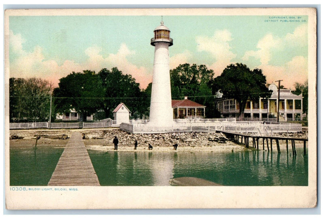 c1920's Biloxi Light Biloxi Mississippi MS Antique Unposted Phostint Postcard