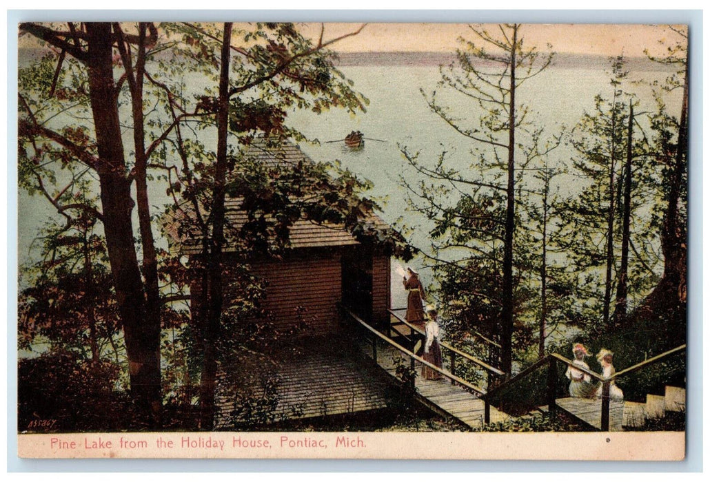 c1910 Pine Lake From The Holiday House Pontiac Michigan MI Unposted Postcard
