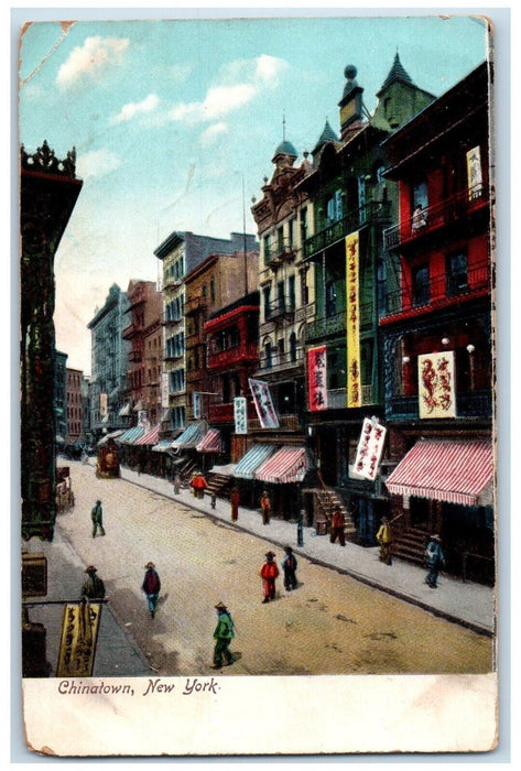 c1905 Street View Stores And Buildings Chinatown New York NY Antique Postcard