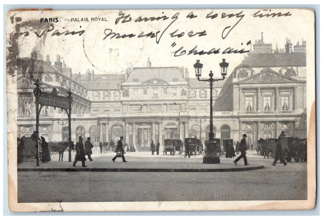 1903 Palais Paris Royal Street Car People Walking Scene Carriage Posted Postcard