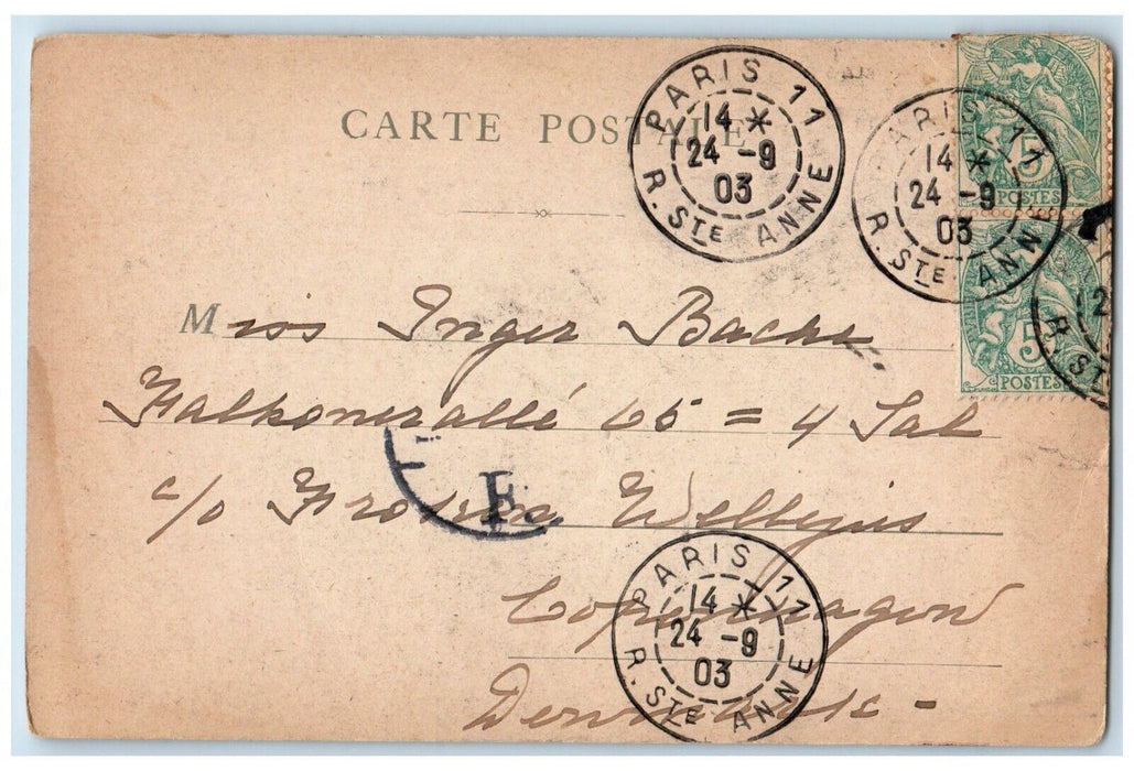 1903 Palais Paris Royal Street Car People Walking Scene Carriage Posted Postcard