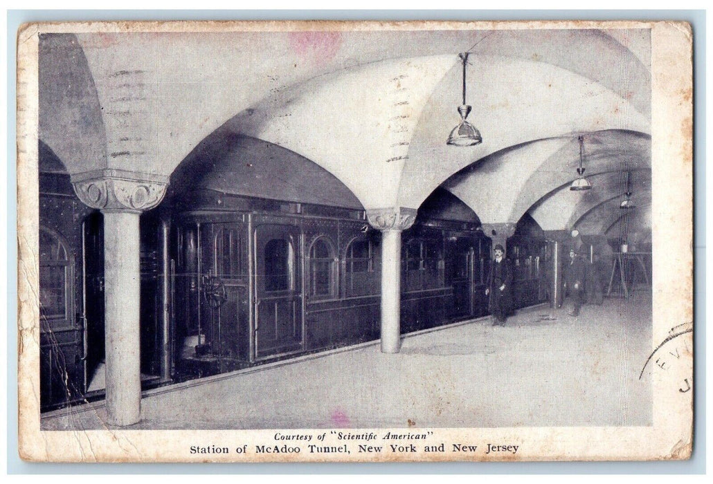 1908 Station Of McAdoo Tunnel New York And New Jersey Posted Antique Postcard