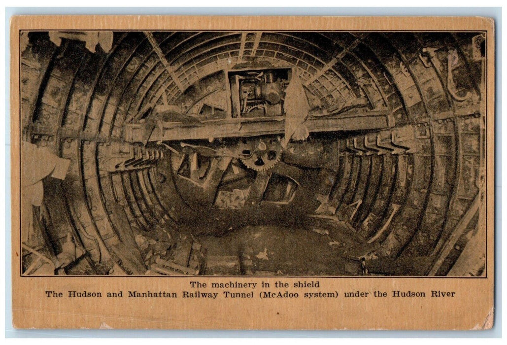 The Machinery In The Shield Hudson and Manhattan Railway Tunnel NY Postcard