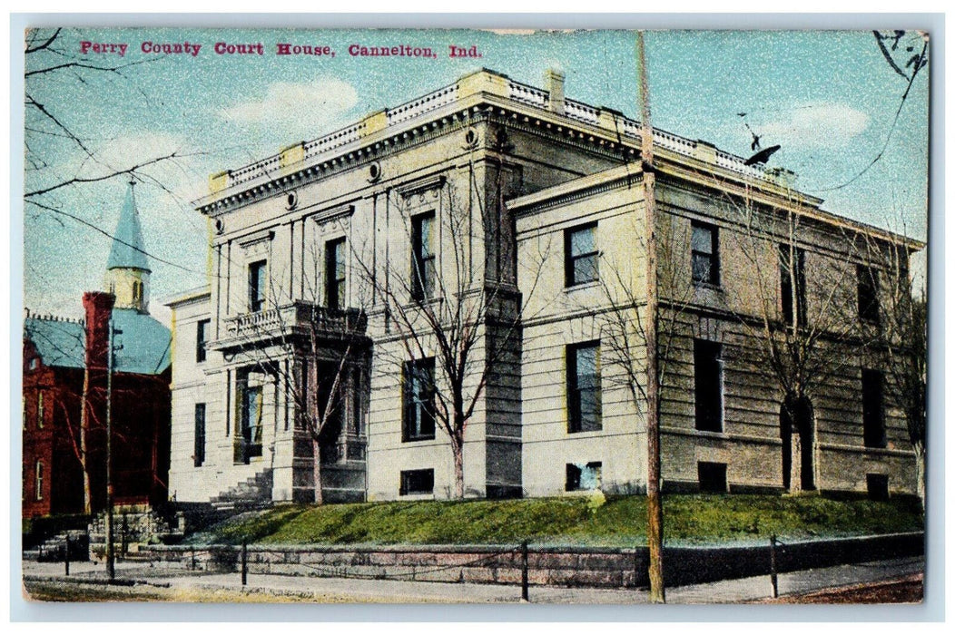1911 Perry County Court House Cannelton Indiana IN Antique Posted Postcard
