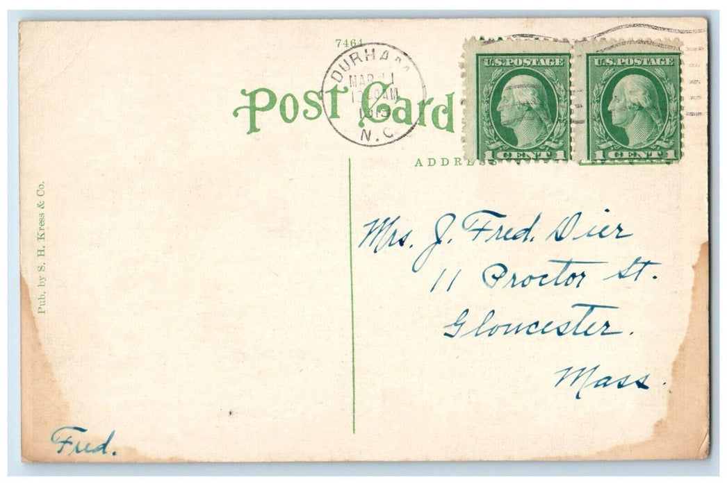 1913 Southern Conservatory Music Exterior Street Durham North Carolina Postcard