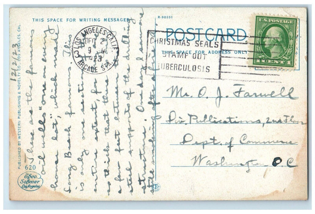 1923 Oil Wells Signal Hill District Long Beach Los Angeles California Postcard