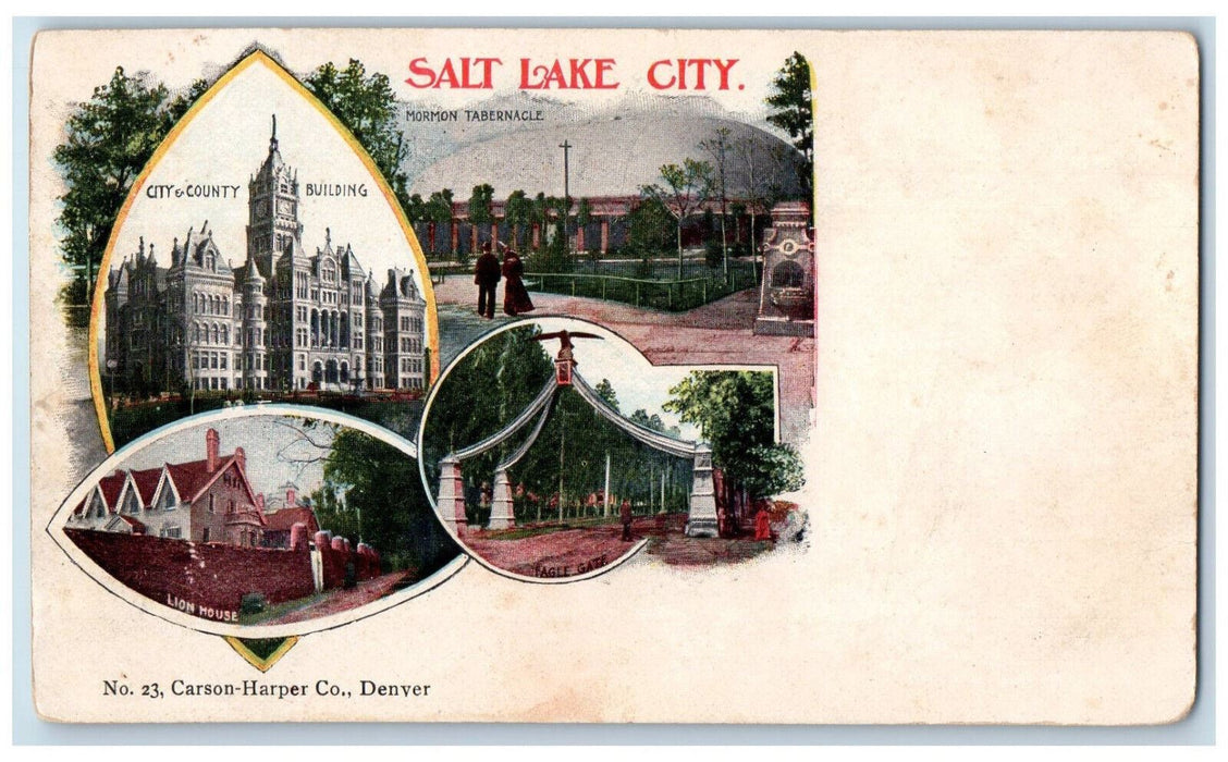 c1900's Salt Lake City Mormon Tabernacle Multiview Utah UT PMC Postcard