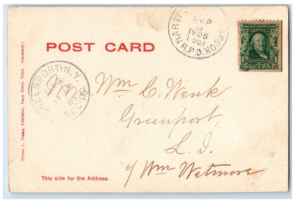 c1905 River View Deep River Connecticut CT Greenport NY RPO Postcard