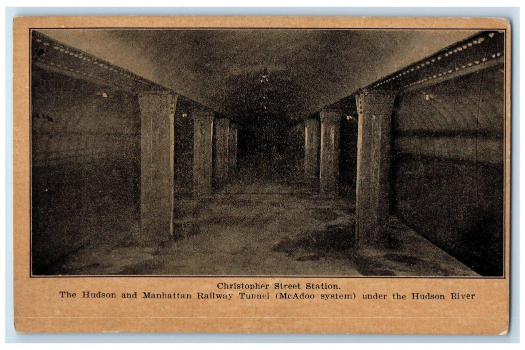 c1905 Christopher Street Station Hudson Manhattan Railway Tunnel NY Postcard