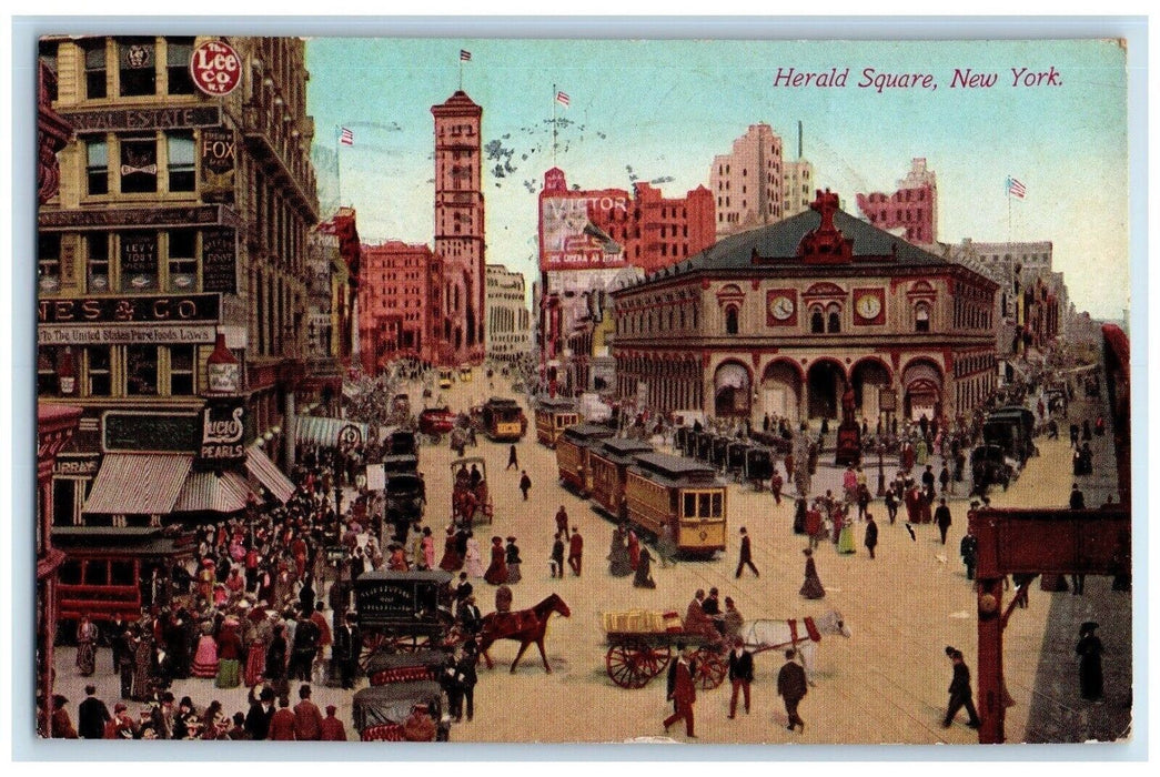 1911 Herald Square The Lee Co. NY Trolley Stores Buildings New York NY Postcard