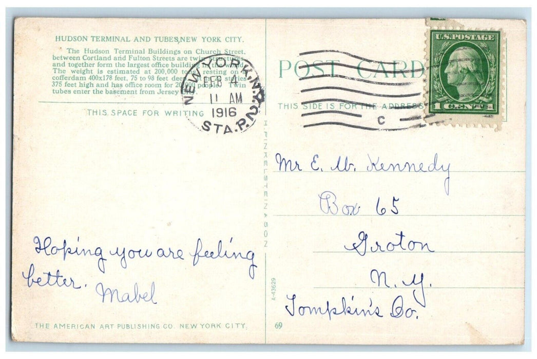 1916 Hudson Terminal And Tubes New York City NY, Multiview Tunnel Train Postcard