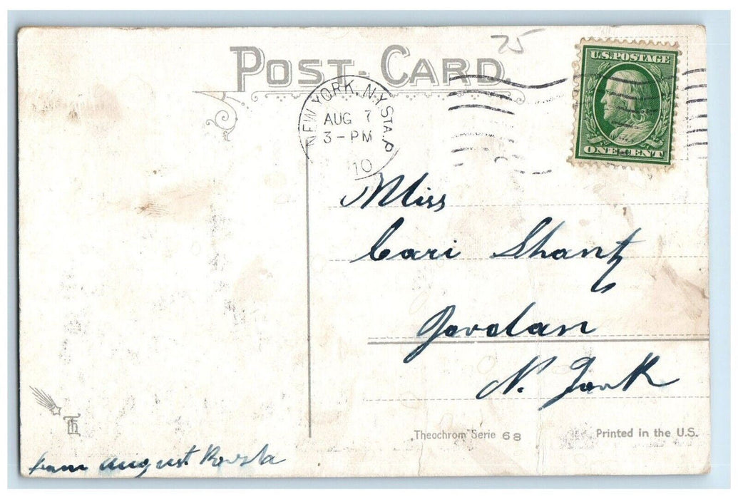1910 The Curve 110th Street New York NY, Railroad Train New York NY Postcard