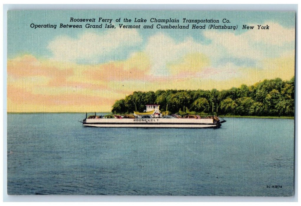 c1950's Roosevelt Ferry of the Lake Champlain Transportation Co. NY Postcard