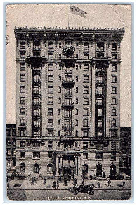 1908 Hotel Woodstock Building Car New York City NY Posted Antique Postcard