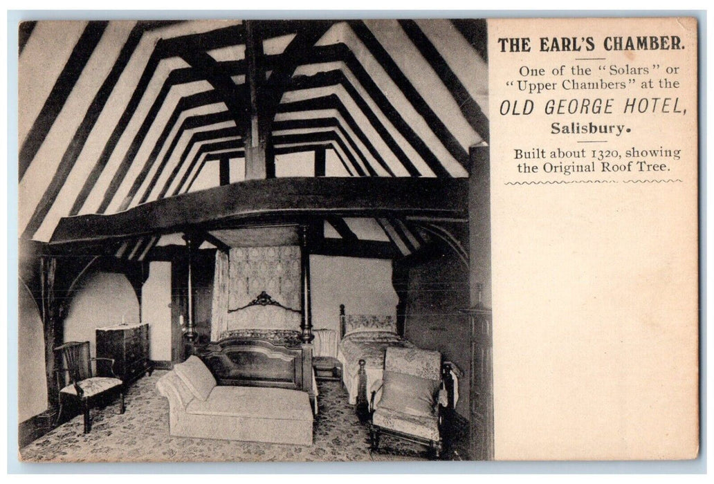 1910 The Earls Chamber Solars Upper Chambers Old George Hotel Salisbury Postcard
