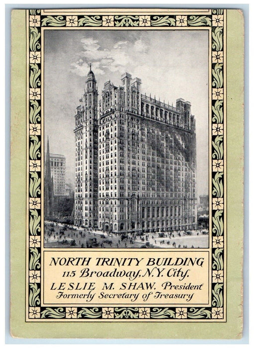 c1950 North Trinity Building President Formerly Broadway New York City Postcard