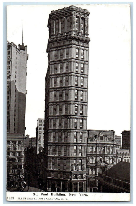 c1905 St. Paul Building Street View New York NY Unposted Antique Postcard